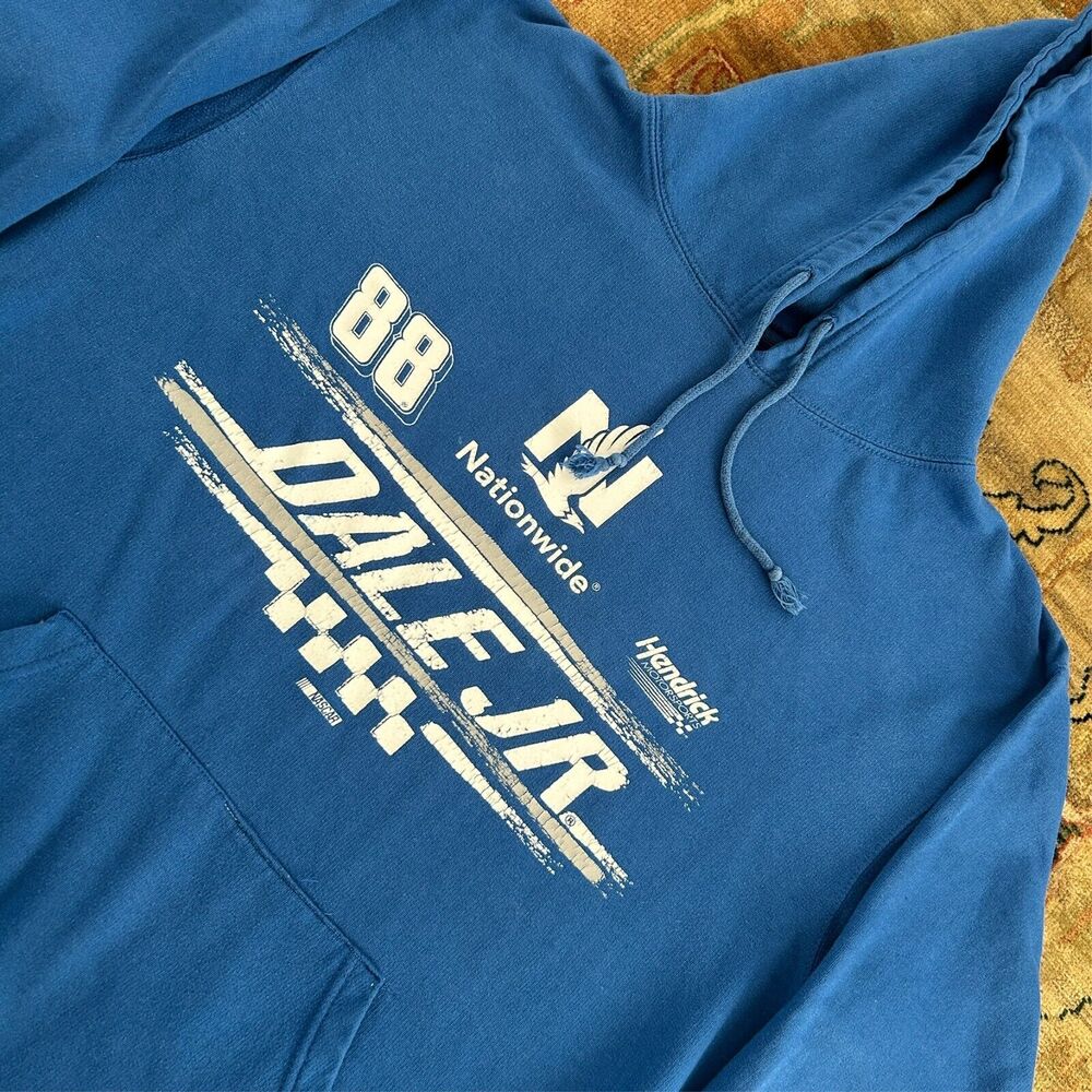 Nascar Dale Earnhardt Jr Sweatshirt Nascar Racing Hoodie Large Blue